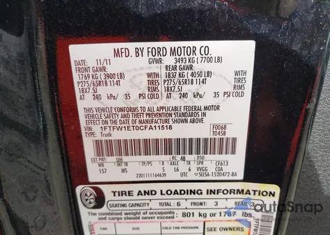 2012 Ford F-150 Xlt z USA, uszkodzony, nr VIN 1FTFW1ET0CFA11518